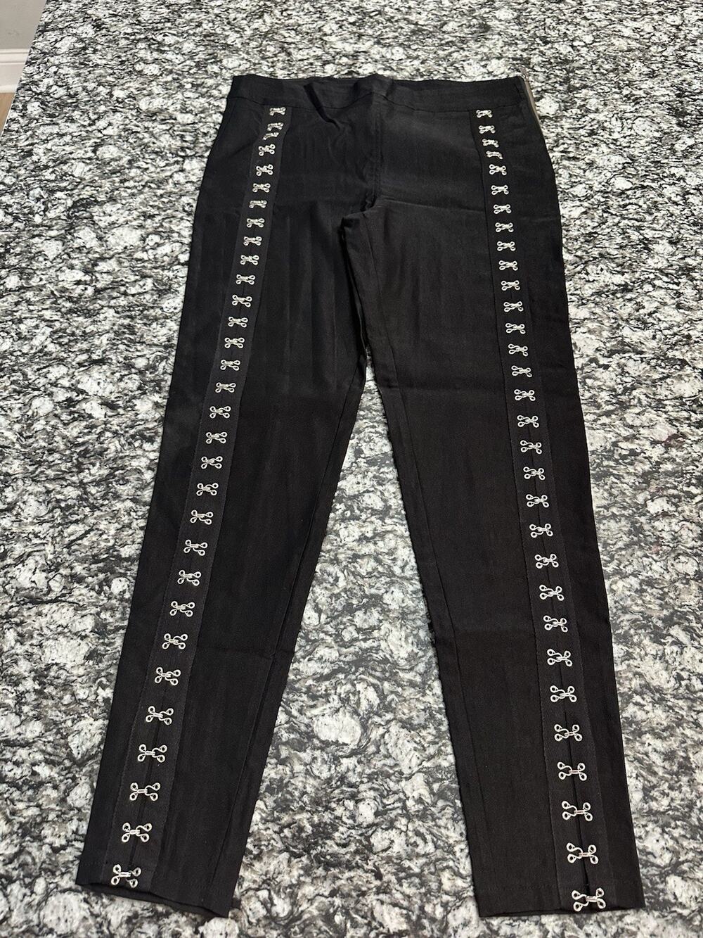 Y2K Nasty Gal Women’s Black Hook And Eye Pants Size XL Side Zip